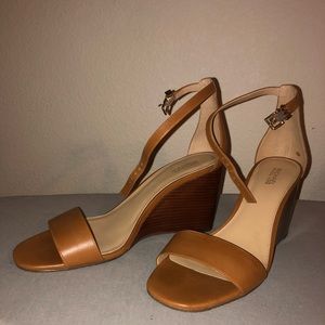 Ankle Strap MK leather wedge sandals size 8